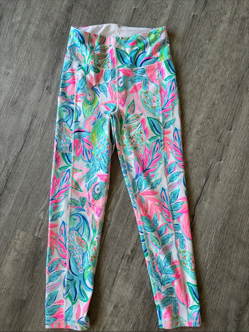 Lilly Pulitzer Women’s Tropical Leaf Print Leggings - Pink & Aqua